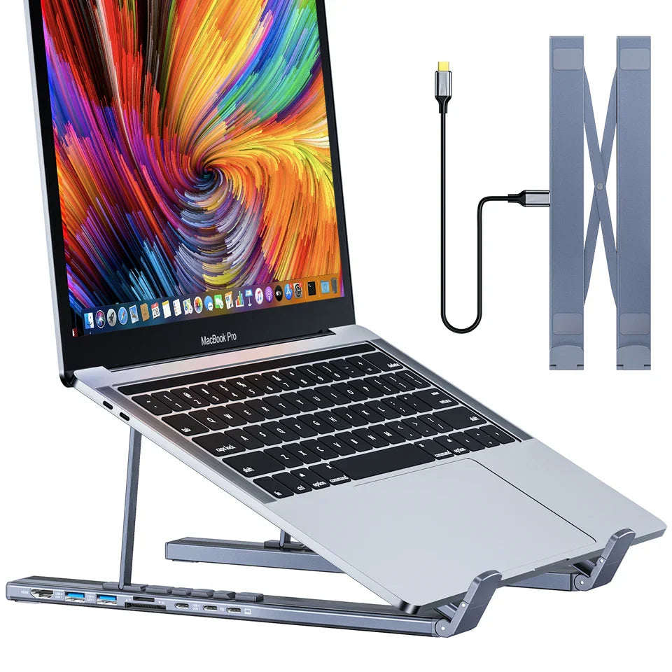 Cross border hot selling aluminum alloy HUB multi interface HDMI eight in one docking station laptop stand