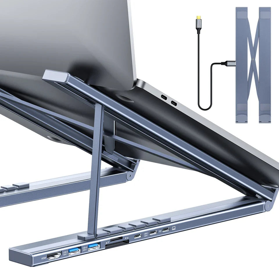 Cross border hot selling aluminum alloy HUB multi interface HDMI eight in one docking station laptop stand